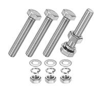 M METERXITY 4-Pack Hex Head Screw Bolt with Nuts Flat & Lock Washers M8x45mm Stainless Steel Bolts and Nuts Kit Fully Threaded Metric Bolt Assortment for Equipment/Machinery