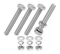 M METERXITY 4-Pack Hex Head Screw Bolt with Nuts Flat & Lock Washers M8x55mm Stainless Steel Bolts and Nuts Kit Fully Threaded Metric Bolt Assortment for Equipment/Machinery