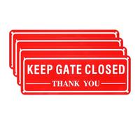 M METERXITY 4-Pack Keep Gate Closed Thank You Sign, 10" x 4" Rust Free Waterproof Signs Fade Resistant Aluminum Reflective Sign for Indoor/Outdoor/Home/Office [White on Red]