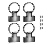 M METERXITY 4-Pack Key Fob Hardware, Wristlet Clasp with Split Key Rings Lanyard Fasteners for Car Keychain Strap/Bag Strap Connections/DIY Leather Crafts [Dark Gray]