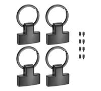 M METERXITY 4-Pack Key Fob Hardware, Wristlet Clasp with Split Key Rings Lanyard Fasteners for Car Keychain Strap/Bag Strap Connections/DIY Leather Crafts [Metallic Black]