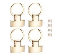 M METERXITY 4-Pack Key Fob Hardware, Wristlet Clasp with Split Key Rings Lanyard Fasteners for Car Keychain Strap/Bag Strap Connections/DIY Leather Crafts [Light Gold]