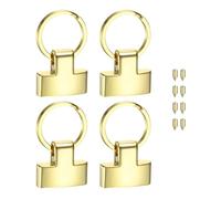M METERXITY 4-Pack Key Fob Hardware, Wristlet Clasp with Split Key Rings Lanyard Fasteners for Car Keychain Strap/Bag Strap Connections/DIY Leather Crafts [Bright Gold]