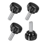 M METERXITY 4-Pack Knurled Clamping Knobs, M8x20mm Male Thread Knurled Thumbscrew, Carbon Steel Screw on Knobs Grips for Machinery/Electronic/Furniture, Mounting Handle Bolts [Black]