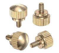 M METERXITY 4-Pack Knurled Thumb Screws, M3x5mm Solid Brass Round Head Knobs Bolts with Shoulder Grip Fasteners for Eye Glass Screws/PC Computer, Thumbscrew Threaded Knurled Tip