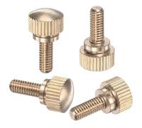 M METERXITY 4-Pack Knurled Thumb Screws, M4x10mm Solid Brass Round Head Knobs Bolts with Shoulder Grip Fasteners for Eye Glass Screws/PC Computer, Thumbscrew Threaded Knurled Tip
