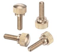 M METERXITY 4-Pack Knurled Thumb Screws, M4x12mm Solid Brass Round Head Knobs Bolts with Shoulder Grip Fasteners for Eye Glass Screws/PC Computer, Thumbscrew Threaded Knurled Tip