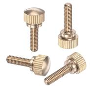 M METERXITY 4-Pack Knurled Thumb Screws, M4x14mm Solid Brass Round Head Knobs Bolts with Shoulder Grip Fasteners for Eye Glass Screws/PC Computer, Thumbscrew Threaded Knurled Tip
