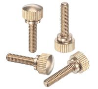 M METERXITY 4-Pack Knurled Thumb Screws, M4x16mm Solid Brass Round Head Knobs Bolts with Shoulder Grip Fasteners for Eye Glass Screws/PC Computer, Thumbscrew Threaded Knurled Tip