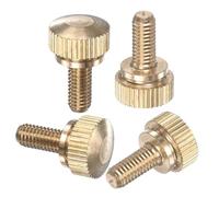 M METERXITY 4-Pack Knurled Thumb Screws, M5x10mm Solid Brass Round Head Knobs Bolts with Shoulder Grip Fasteners for Eye Glass Screws/PC Computer, Thumbscrew Threaded Knurled Tip