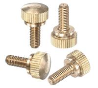 M METERXITY 4-Pack Knurled Thumb Screws, M5x12mm Solid Brass Round Head Knobs Bolts with Shoulder Grip Fasteners for Eye Glass Screws/PC Computer, Thumbscrew Threaded Knurled Tip