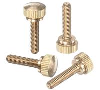 M METERXITY 4-Pack Knurled Thumb Screws, M5x20mm Solid Brass Round Head Knobs Bolts with Shoulder Grip Fasteners for Eye Glass Screws/PC Computer, Thumbscrew Threaded Knurled Tip