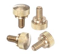 M METERXITY 4-Pack Knurled Thumb Screws, M5x8mm Solid Brass Round Head Knobs Bolts with Shoulder Grip Fasteners for Eye Glass Screws/PC Computer, Thumbscrew Threaded Knurled Tip