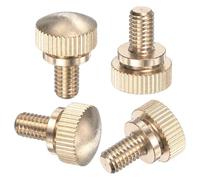 M METERXITY 4-Pack Knurled Thumb Screws, M6x10mm Solid Brass Round Head Knobs Bolts with Shoulder Grip Fasteners for Eye Glass Screws/PC Computer, Thumbscrew Threaded Knurled Tip