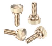 M METERXITY 4-Pack Knurled Thumb Screws, M6x16mm Solid Brass Round Head Knobs Bolts with Shoulder Grip Fasteners for Eye Glass Screws/PC Computer, Thumbscrew Threaded Knurled Tip