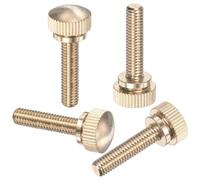 M METERXITY 4-Pack Knurled Thumb Screws, M6x25mm Solid Brass Round Head Knobs Bolts with Shoulder Grip Fasteners for Eye Glass Screws/PC Computer, Thumbscrew Threaded Knurled Tip