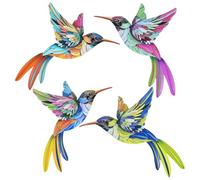 M METERXITY 4-Pack Metal Hummingbird Wall Art Decor, Iron Colorful Birds Outdoor Sculpture Wall Decorations Hanging Decor Ornaments for Garden/Fence/Patio/Balcony [Bird 1]