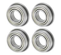 M METERXITY 4-Pack MF126ZZ Flanged Ball Bearing, 6mm x 12mm x 4mm Double Metal Shielded Z1 Chrome (GCr15) Steel Flange Rip Bearings for Wheelbarrow/Printer/Fax Machines/Power Tools