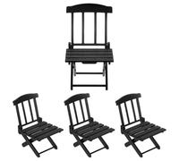M METERXITY 4-Pack Miniature Dollhouse Folding Chairs, 2.1x2x3 Inch Plastic Miniature Folding Beach Chairs for Home Decor/Indoor Outdoor Scenes, Tiny Camping Model Figurines [Black]