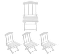 M METERXITY 4-Pack Miniature Dollhouse Folding Chairs, 2.1x2x3 Inch Plastic Miniature Folding Beach Chairs for Home Decor/Indoor Outdoor Scenes, Tiny Camping Model Figurines [White]