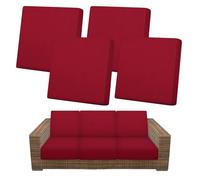 M METERXITY 4-Pack Outdoor Cushion Covers, Stretch Patio Cushion Replacement Slipcovers for Outdoor Couch/Sofa Cushion Covers, Washable Reusable Furniture Protector [Wine Red]