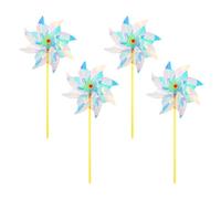 M METERXITY 4-Pack Rainbow Pinwheels, 20 Inch Plastic Wind Spinners Outdoor Flower Windmill for Party Decorations/Yard/Garden, Toy Wind Spinners [Clear]
