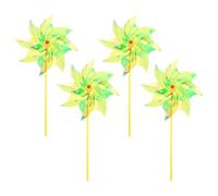 M METERXITY 4-Pack Rainbow Pinwheels, 20 Inch Plastic Wind Spinners Outdoor Flower Windmill for Party Decorations/Yard/Garden, Toy Wind Spinners [Yellow]