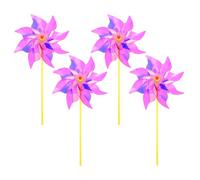 M METERXITY 4-Pack Rainbow Pinwheels, 20 Inch Plastic Wind Spinners Outdoor Flower Windmill for Party Decorations/Yard/Garden, Toy Wind Spinners [Rose Red]