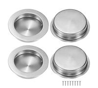 M METERXITY 4-Pack Recessed Finger Pulls, 2.75 Inch / 70mm Stainless Steel Sliding Closet Door Handles for Barn/Pocket Door, Round Flush Pulls Handles