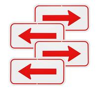 M METERXITY 4-Pack Red Arrow Signs, 11.81 x 5.91 Aluminum Reflective One-way Arrow Sign for Outdoor Lawn Garden Ground Decorations, Street Sign [White/Red]