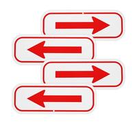 M METERXITY 4-Pack Red Arrow Signs, 9.84 x 3.54 Aluminum Reflective One-way Arrow Sign for Outdoor Lawn Garden Ground Decorations, Street Sign [White/Red]