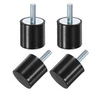 M METERXITY 4-Pack Rubber Mounts D25mmxH25mm Male Vibration Isolators Cylindrical Shock Absorber W M6 x 18mm Studs for Air Compressor/Car/Pump/Boat/Garage Motor/Bobbins Rubber Isolators