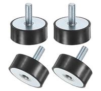 M METERXITY 4-Pack Rubber Mounts D50mmxH20mm Male Vibration Isolators Cylindrical Shock Absorber M10 x 27mm Double Studs for Air Compressor/Car/Pump/Boat/Garage Motor/Bobbins Rubber Isolators