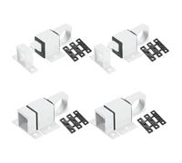 M METERXITY 4-Pack Self-Closing Latch Aluminum Alloy Automatic Window Sliding Latches with Gaskets Pull Ring Spring Load Door Lock for Door/Window/Toilet/Fence/Drawer [White]