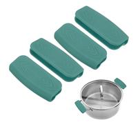 M METERXITY 4-Pack Silicone Assist Handle Holder Grip, Heat Resistant Non-Slip Pot Grip Handle Sleeve for Frying Cast Iron Skillet [Gray Blue]