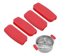 M METERXITY 4-Pack Silicone Assist Handle Holder Grip, Heat Resistant Non-Slip Pot Grip Handle Sleeve for Frying Cast Iron Skillet [Red]