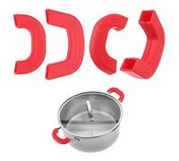 M METERXITY 4-Pack Silicone Pot Handle Covers, Heat Resistant Non-Slip Pot Holder Handle Sleeve for Skillet/Wok Cooking [9.1cm 7.9cm, Red]