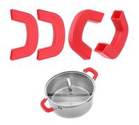 M METERXITY 4-Pack Silicone Pot Handle Covers, Heat Resistant Non-Slip Pot Holder Handle Sleeve for Skillet/Wok Cooking [9.1cm, Red]