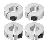 M METERXITY 4-Pack Single Split Shaft Collar 15mm Bore Aluminum Clamp-On Shaft Collars 35mm OD, 12mm Thickness with M4 Set Screw Anodization for Stoppers/Machinery [Silver]