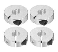 M METERXITY 4-Pack Single Split Shaft Collar 8mm Bore Aluminum Clamp-On Shaft Collars 25mm OD, 8mm Thickness with M4 Set Screw Anodization for Stoppers/Machinery [Silver]