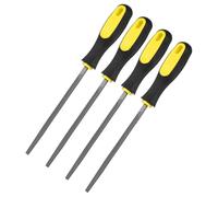 M METERXITY 4-Pack Square Metal File 6 Inch, High Carbon Steel File Diamond File Hand File W PVC Grip Handle for Wood/Metal/Ceramic/Glass/Stone/Jewelry/Tile/Model/DIY/Sharpening File