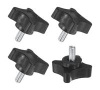 M METERXITY 4-Pack Star Clamping Knobs, M5x10mm Male Thread Hand Tightening Screw for Machinery/Electronic/Furniture/Umbrella Base, Machine Handle Replacement [32mm, Black]