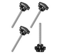 M METERXITY 4-Pack Star Clamping Knobs, M6x60mm Male Thread Hand Tightening Screw for Machinery/Electronic/Furniture/Umbrella Base, Machine Handle Replacement [31mm, Black]
