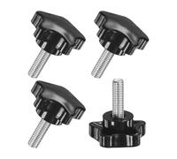M METERXITY 4-Pack Star Clamping Knobs, M8x25mm Male Thread Hand Tightening Screw for Machinery/Electronic/Furniture/Umbrella Base, Machine Handle Replacement [Stainless Steel, Black]