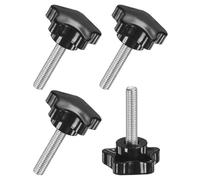 M METERXITY 4-Pack Star Clamping Knobs, M8x35mm Male Thread Hand Tightening Screw for Machinery/Electronic/Furniture/Umbrella Base, Machine Handle Replacement [Stainless Steel, Black]