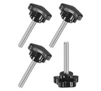 M METERXITY 4-Pack Star Clamping Knobs, M8x50mm Male Thread Hand Tightening Screw for Machinery/Electronic/Furniture/Umbrella Base, Machine Handle Replacement [Stainless Steel, Black]