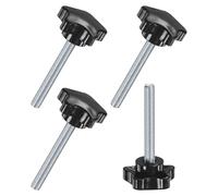 M METERXITY 4-Pack Star Clamping Knobs, M8x60mm Male Thread Hand Tightening Screw for Machinery/Electronic/Furniture/Umbrella Base, Machine Handle Replacement [39mm, Black]