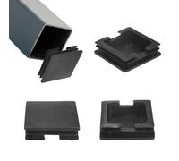 M METERXITY 4-Pack Tubing End Caps, 75 x 75mm Plastic Square Hole Plugs Inserts for Chair Leg/Bar Stool/Fitness Equipment, Chair Glides Fence Plug Floor Protectors