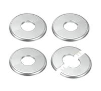 M METERXITY 4-Pack Wall Split Flange, for 1.3 Inch/32mm OD Pipe ABS Escutcheon Plate Round Self-Adhesive Plumbing Cover Plates for Water Pipe/Faucet [Silver Tone]