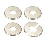 M METERXITY 4-Pack Wall Split Flange, for 1.3 Inch/32mm OD Pipe ABS Escutcheon Plate Round Self-Adhesive Plumbing Cover Plates for Water Pipe/Faucet [Gold Tone]